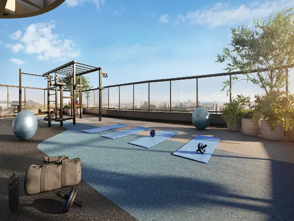 Fitness externo Rooftop Square Design Residence